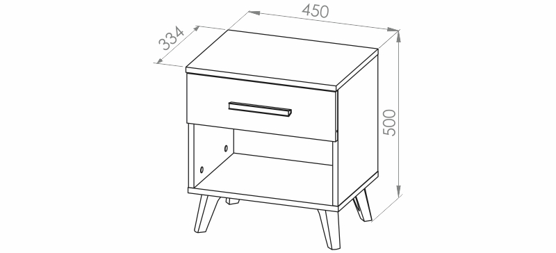 Noční stolek - SECCO 05 rozměry